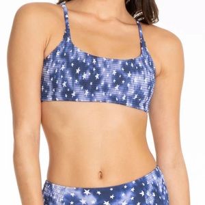 USA Blue And White Stars Starry Clouds Smocked Bikini